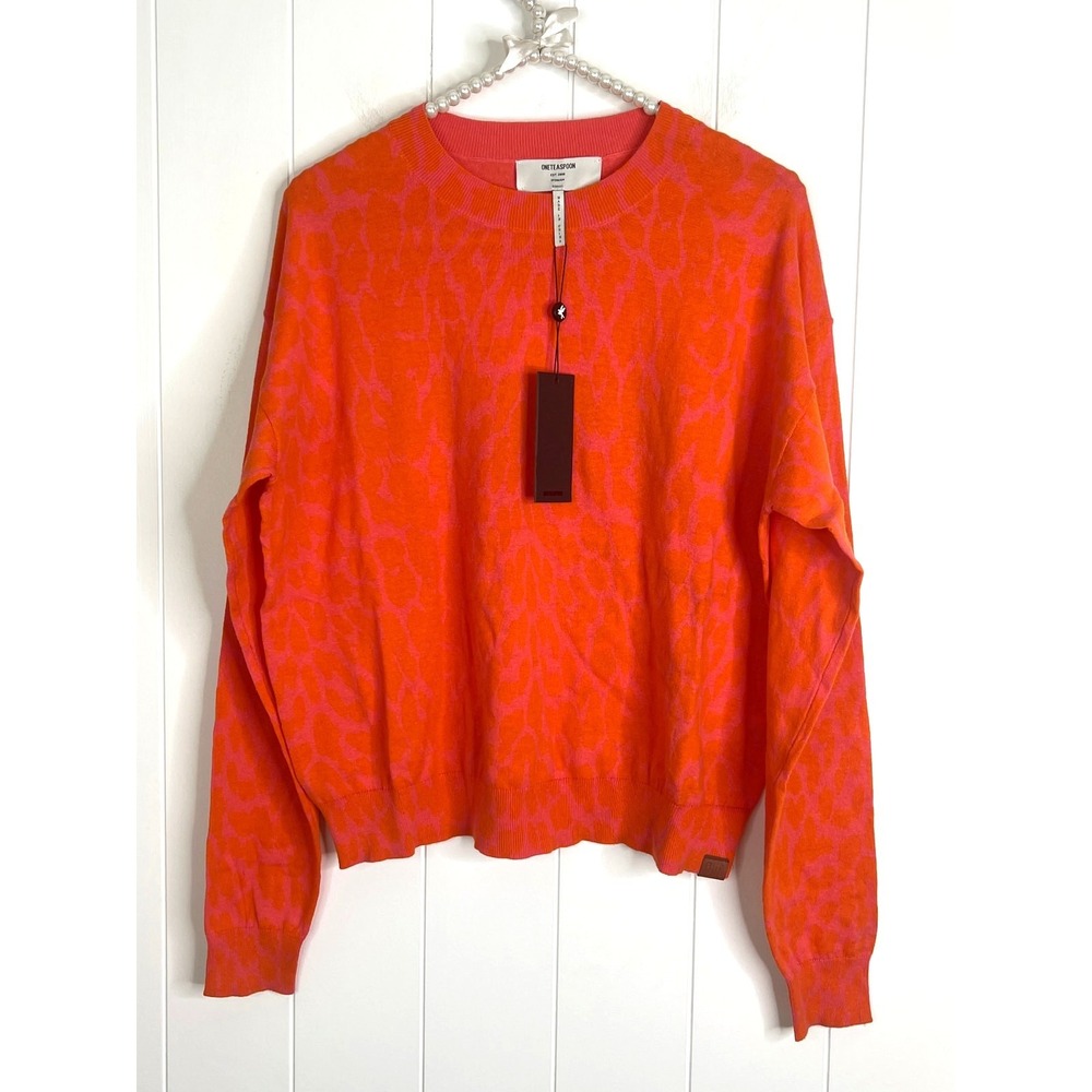 One Teaspoon‎ Neon Leopard Sweater in Orange and Pink Size XS NWT